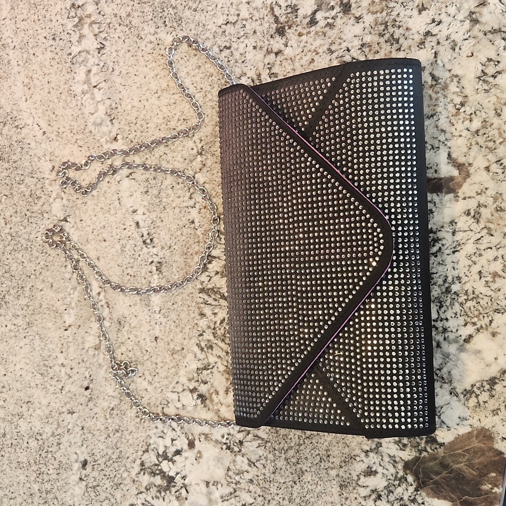 RSVP Silver and Black Studded Clutch